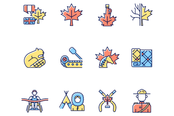 Canadian Symbols Color Icons Bundle: A Strategic Tool for Visual Branding and Communication
