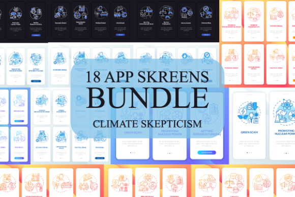 Climate Skepticism App Screens Bundle Design Guide