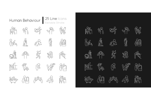 Human Behaviour Linear Icons Bundle: Visualizing Daily Routines for Modern Interfaces