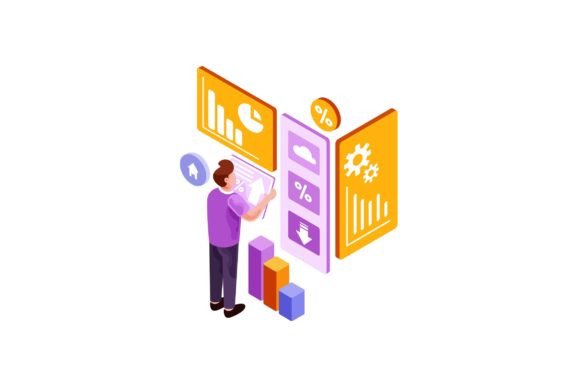 Isometric Man Looking Infographics: A Versatile Vector Illustration for Your Creative Projects