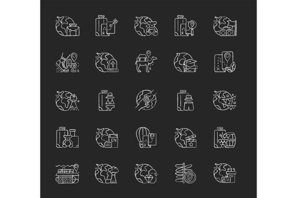 Types of Travel Chalk White Icons Set: Practical Applications for Business and Recreation Design