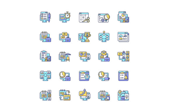 Visualizing Efficiency: The Strategic Role of the Work Monitoring RGB Color Icons Set in Modern Business Design