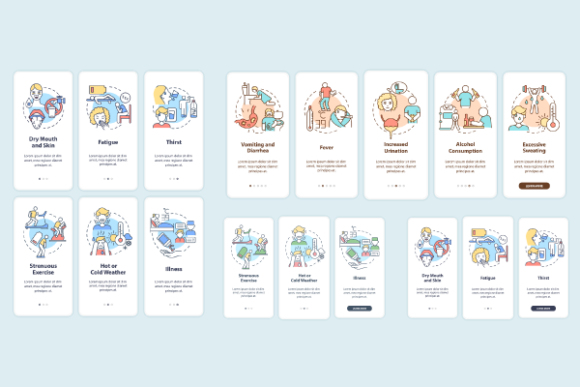Water Consumption App Page Screen Bundle